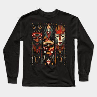 Hanging African Masks, African Art Long Sleeve T-Shirt